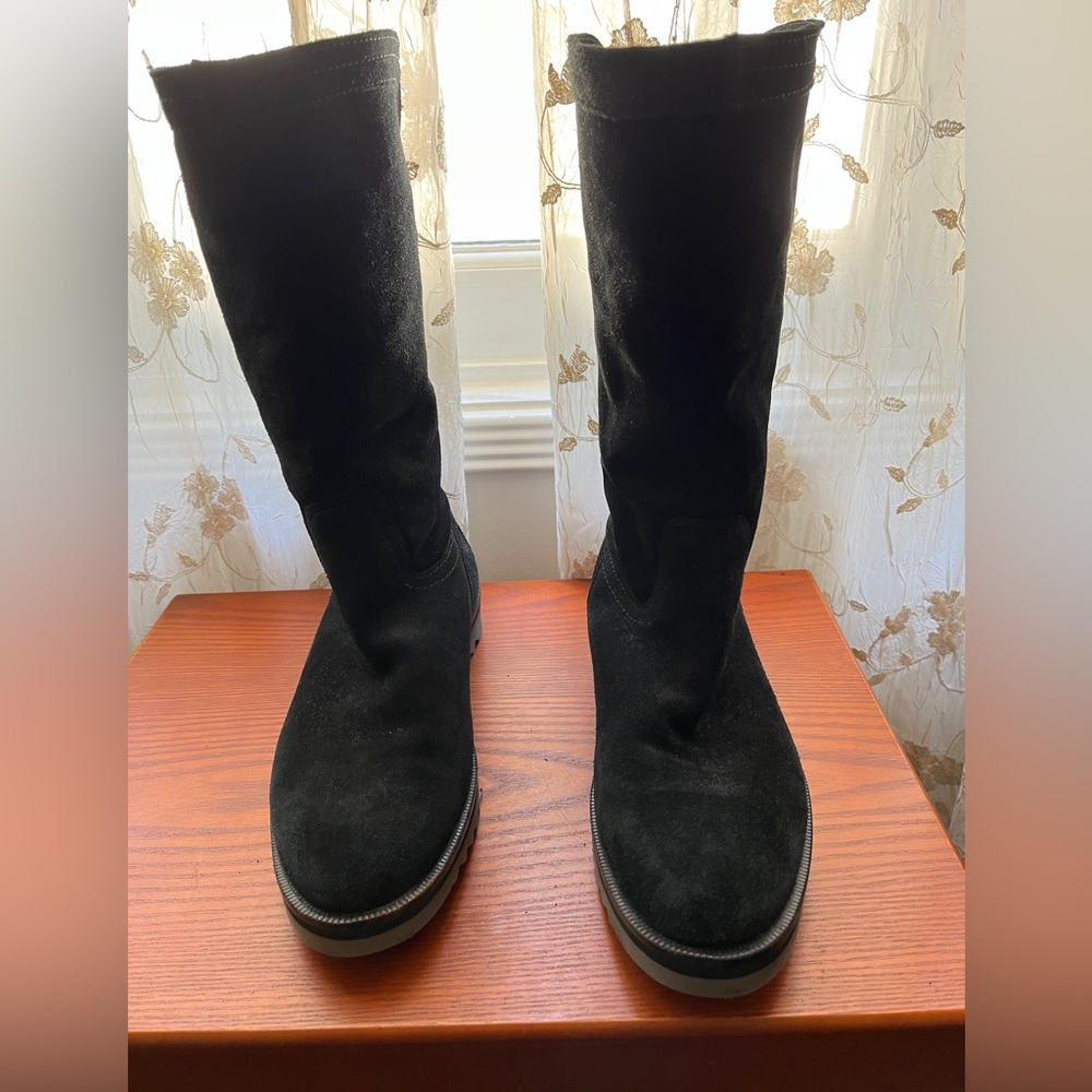 Aquatalia Black Suede Boots with Sherpa Lining Fold-Over Option